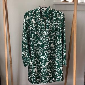 SILK Emerald green shirt dress